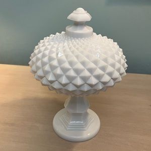 Vintage Westmoreland Milkglass Sawtooth Lidded Compote‎